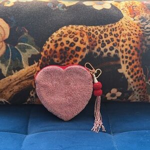 Source Unknown Heart-Shaped Beaded Wallet - Pink and Red